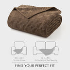 EVERGRACEHOME Modern Checkered Chenille Throw Blanket, Soft Cozy Plaid Knitted Chair Blanket for Sofa Couch, Decorative Knit Throw for Bed and Living Room, Camel Brown, 50" x 60"
