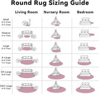 OLANLY Blush Round Rugs for Bedroom - Machine Washable, 5 ft Circle Area Rugs for Living Room, Soft and Fluffy Shaggy Carpet for Teen Girls and Boys, Nursery Rooms, Dorms, Home Decor Aesthetic
