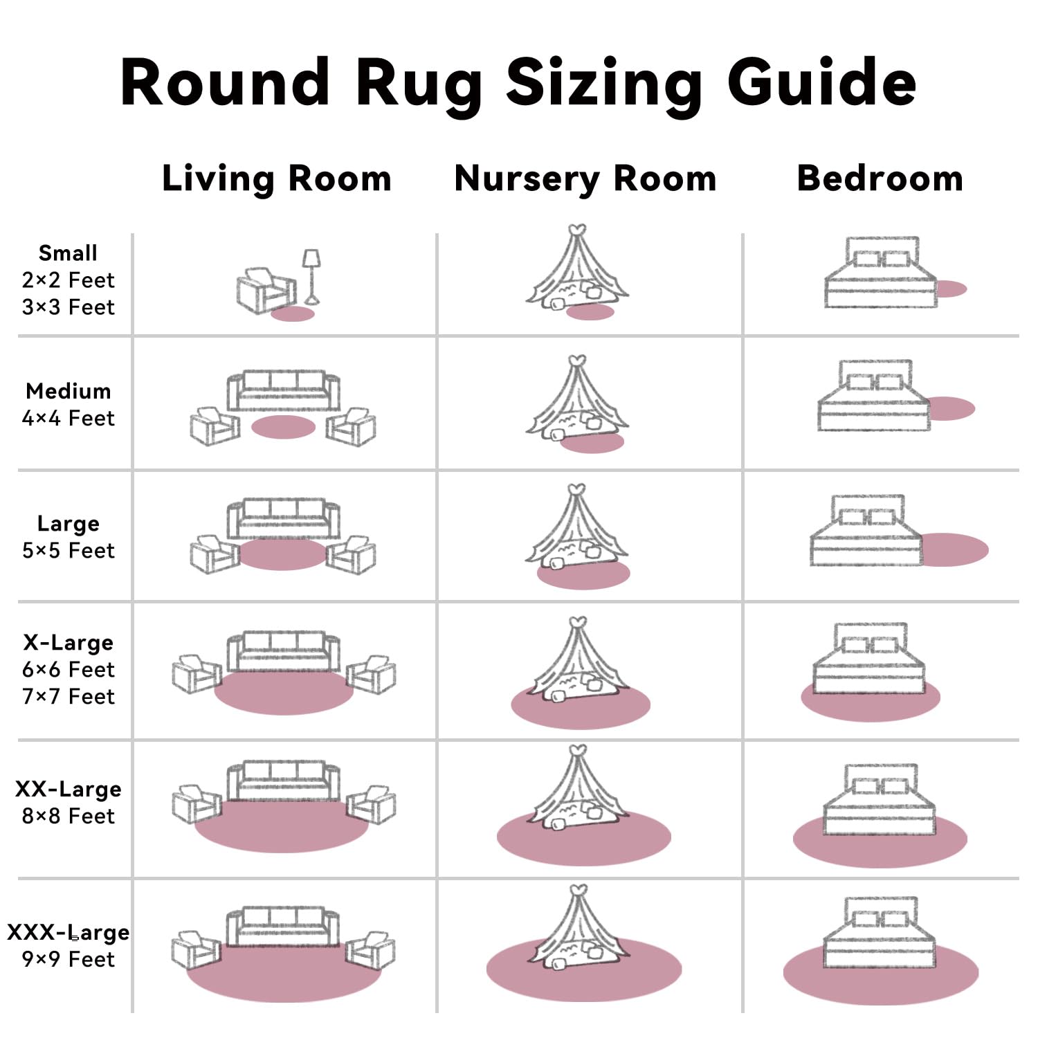 OLANLY Blush Round Rugs for Bedroom - Machine Washable, 6 ft Circle Area Rugs for Living Room, Soft and Fluffy Shaggy Carpet for Teen Girls and Boys, Nursery Rooms, Dorms, Home Decor Aesthetic