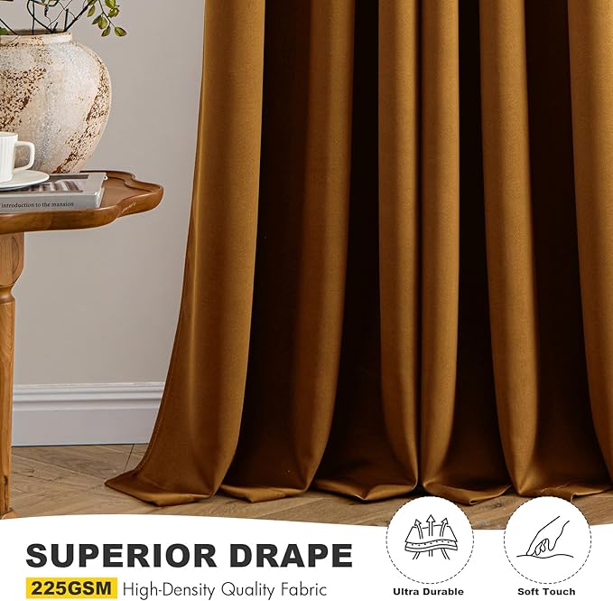 MIULEE Gold Brown Blackout Curtains - Bedroom Window Treatment Curtains Thermal Insulated Room Darkening Drapes for Living Room Kitchen Grommet Light Blocking Drapery, 40 x 54 Inches Long, 2 Panels