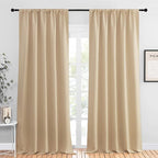 NICETOWN Room Darkening Curtains for Bedroom - Home Decoration Privacy Protection Thermal Insulated Solid Drapes/Draperies for Sliding Glass Door (Biscotti Beige, Set of 2, 52 x 95 inches)