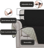 Easy-Going Reversible Chair Cover Washable Sofa Cover for Dogs Water Resistant Couch Slipcover Furniture Protector Cover with Adjustable Straps for Pets (Chair 30 in, Black/Beige)