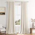 Guken 100% Blackout Linen Curtains 96 Inch Length 2 Panels Set for Living Room Bedroom Back Tab Thermal Insulated Black Out Drapes Room Darkening Farmhouse Style for Bedroom Window Curtains 40 Wide