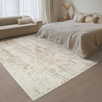 Washable Rugs 8x10 Area Rugs for Living Room - Modern Abstract Rugs for Bedroom,Dining Room,Large Soft Low Pile Carpet with Non Slip Rubber Backing,Neutral Accent Nursery Rug- Yello Brown