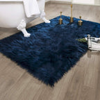 Ashler faux fur rug, Fluffy Shaggy Area Rug Ultra Soft 3 x 5 Feet Rectangle Fur Rug Navy Blue Fuzzy Rug Machine Washable Shag Rug, Nursery Decor Throw Rugs for Bedroom, kids room, Living Room