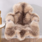 Carvapet 3x3ft Brown Faux Fur Area Rug Irregular Shaped Rug Soft Fluffy Reindeer Hide Imitation Rug, Decorative Throw Carpet for Bedroom Living Room, Plush Floor Mat for Home Decor