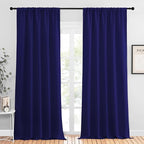 NICETOWN Blackout Curtains for Living Curtains, Navy Blue, 2 Panels, 52 by 95, Room Darkening Window Curtain Panels, Easy-Care Solid Thermal Insulated Draperies/Drapes for Daughter Room