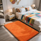 3x5 Area Rug for Bedroom, Orange Fluffy Shag Rug Small Rug Plush Carpet