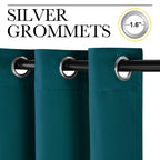 NICETOWN Faux Silk Teal Curtains & Drapes for Bedroom, Grommet Top Thermal Insulated Room Darkening Energy Saving Privacy Drapes for Nursery, 2 Panels, W52 x L63