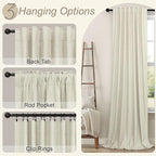 Pitalk Living Room Curtains Ideas Modern Black Out Curtains for Bedroom Windows Treatments 84 Heat & Cold Blocking Drapes for Sliding Glass Door Back Tab 2 Panels Cottage Linen Textured Cream Beige