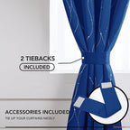 Deconovo Blackout Curtains, 52 x 108 Inch Drape for Sliding Door with Wave Dot Silver Print, Soundproof Thermal Insulated Window Curtain for Bedroom Living Room, Set of 2, Machine Washable, Royal Blue