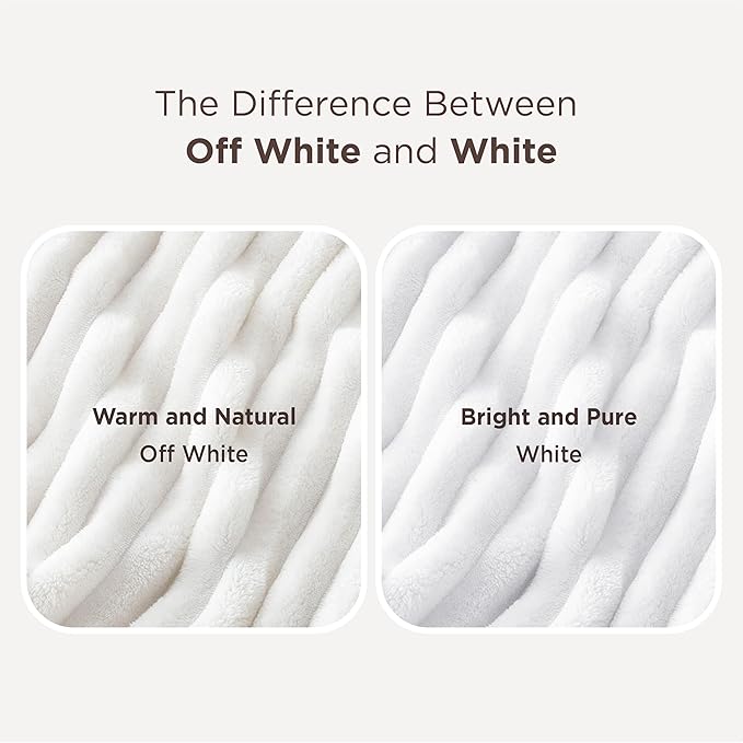 Bedsure GentleSoft White Throw Blanket for Couch - Cozy Soft Blankets for Women, Cute Small Fleece Throws for Girls, House Bedroom Decor Aesthetic Gift for Women, Off White, 50x70 Inches