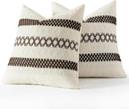 MIULEE Set of 2 Dark Brown Boho Decorative Pillow Covers 20x20 Inch Farmhouse Rustic Couch Throw Pillows Modern Spring Cotton Cushion Covers Retro Cute Macrame Woven Home Decor for Bed Sofa Chair