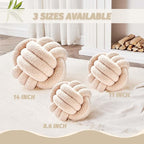 Uvvyui Knot Pillow Ball, Soft Home Decorative Pillows, Round Throw Pillow, Handmade Knotted Plush Pillow, Round Boucle Pillow Cushion (14 Inches Beige)