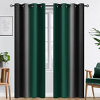 SimpleHome Ombre Room Darkening Curtains 84 inches Length for Bedroom,Grommet Gradient Light Blocking Green and Black Gradient Window Curtains for Living Room,2 Panels, 52x84 inches