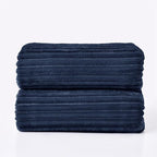 BEDELITE Fleece Throw Blanket for Couch – 3D Ribbed Jacquard Soft and Warm Decorative Fuzzy Blanket – Cozy, Fluffy, Plush Lightweight Navy Throw Blankets for Bed, Sofa, 84x90 inches