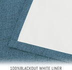Yakamok Dusty Blue Linen Curtains 100% Blackout 90 Inches Long,Room Darkening Textured Curtains for Living Room Thermal Grommet Bedroom Curtain 2 Panels with White Liner
