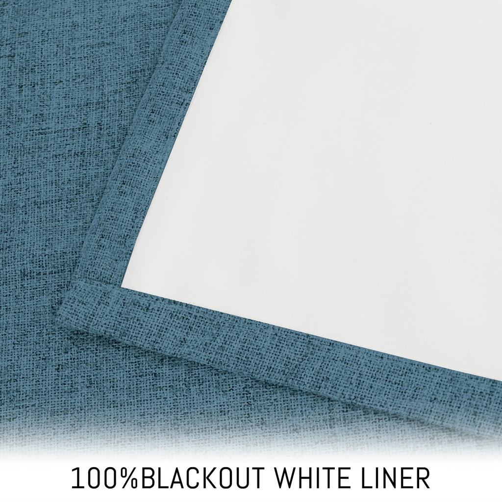 Yakamok Dusty Blue Linen Textured Curtains 96 Inches Long for Living Room