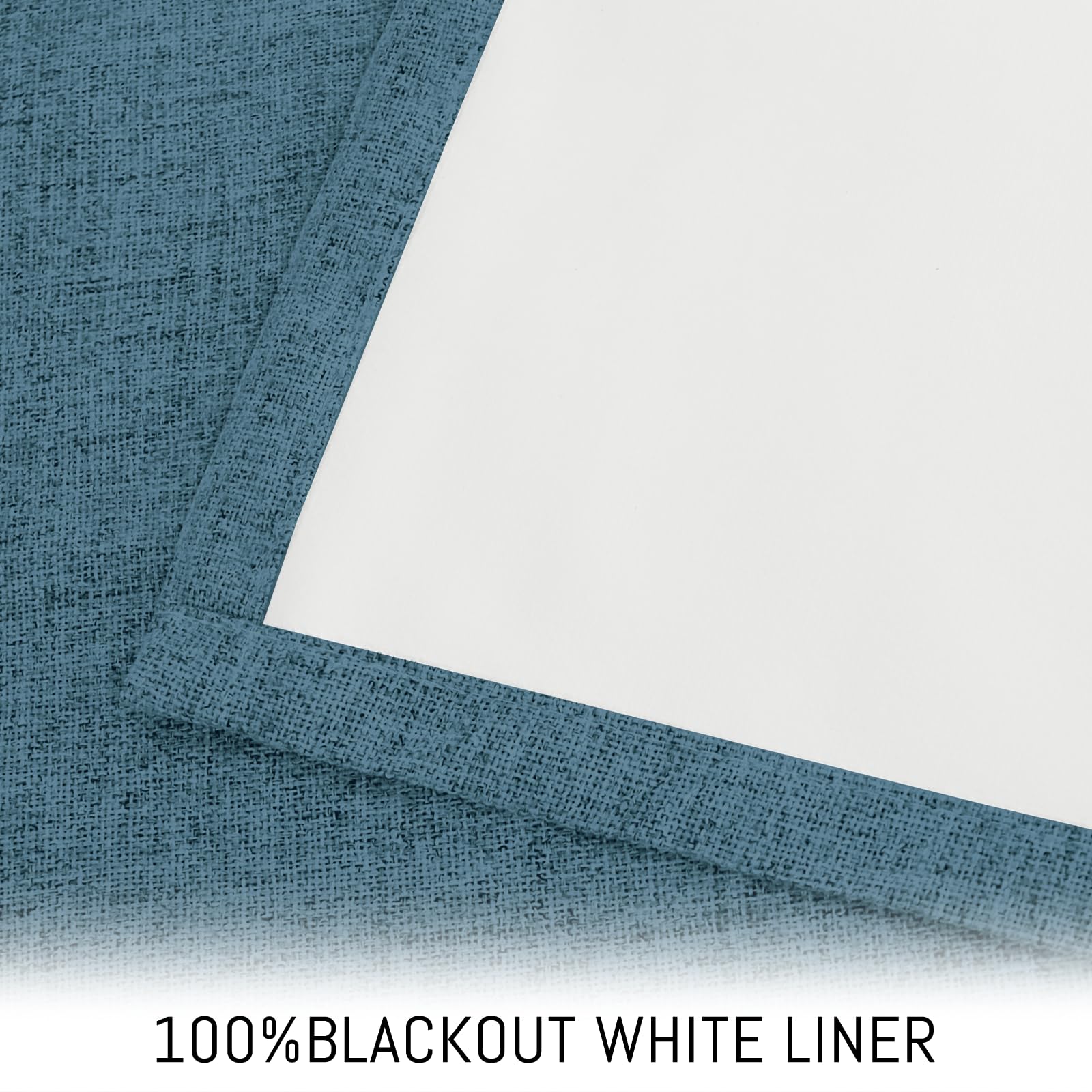 Yakamok Dusty Blue Linen Textured Curtains 96 Inches Long for Living Room