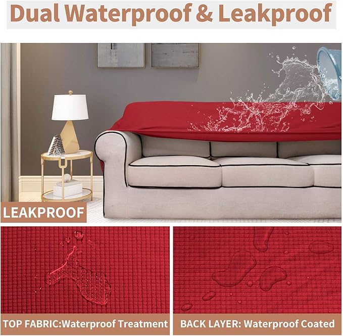 Easy-Going 100% Waterproof Couch Cover, 3 Cushion Couch Slipcover for Sofa