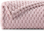 BEDELITE Fleece Twin Blankets for Couch & Bed - 3D Jacquard Decorative Lotus Pink Blanket, Super Soft and Cozy Warm Fuzzy Blanket All Seasons Suitable, 60x80Inches