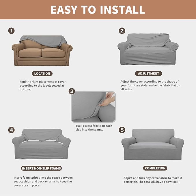 Easy-Going 100% Waterproof Oversized Chair Couch Cover, Stretch Sofa Cover