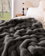 Ultra Soft Cozy Faux Fur Throw Blanket, Fuzzy Plush Thick Bubble Blanket, Oversize Luxury Fluffy Blanket for Couch, Bed, and Living Room, 60x80 Inches, Dark Grey Taupe
