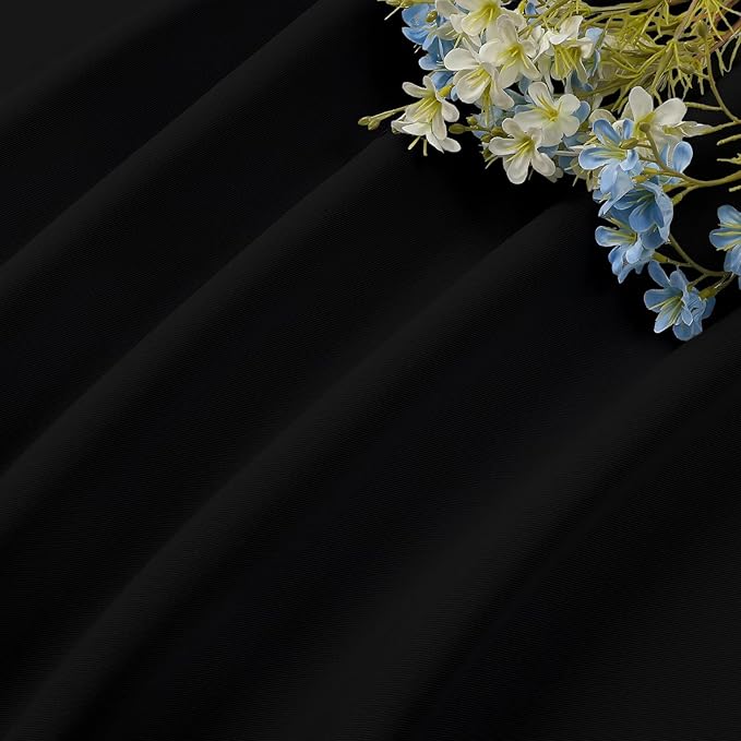 CUCRAF Black Blackout Curtains 96 inch Length 2 Panels Set, Rod Pocket Room Darkening Drapes for Bedroom Living Room, Insulated Thermal Light Blocking Window Curtain (W52 x L96 Inch)