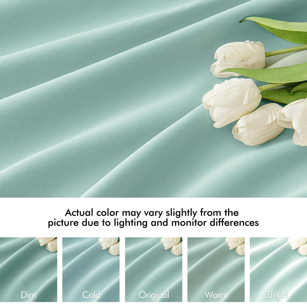 MIULEE Aqua Back Tab Blackout Curtains 52x90 Inch Long 2 Panels Set
