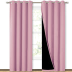 NICETOWN Full Shading Curtains 90" Long 2 Panels Set for Windows, Super Heavy-Duty Black Lined Blackout Curtains for Bedroom, Privacy Assured Window Treatment (Crystal Pink, Pack of 2, 52" W)