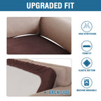 H.VERSAILTEX Velvet Stretch Individual Couch Cushion Cover Plush Cushion Slipcover for Loveseat Sofa Cushion Furniture Protector Seat Cushion Sofa Cover (1 Piece Sofa Cushion Cover, Brown)