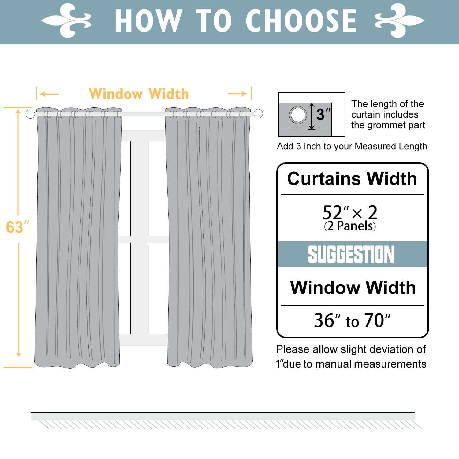 ChrisDowa Blackout Curtains for Bedroom and Living Room 63 Inches Long