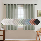 H.VERSAILTEX Living Room Linen Curtains Nickel Grommet Curtains Energy Saving Light Filtering Window Treatments Panels for Bedroom, Sea Grass, 2 Panels, 52 x 108 - Inch