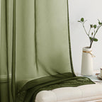 MIULEE Olive Green Sheer Curtains 54 X 45 Inches, 2 Panels