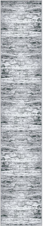 Lansny Modern Abstract Runner Rug 2.6x16, Black Grey White Washable Long Kitchen Runner Non-Slip Soft Hallway Rug Runner Thin Print Faux Wool Carpet for Entryway Bedroom Laundry Room Indoor Home Decor