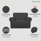 Easy-Going Stretch Oversized Chair Sofa Slipcover 1-Piece Couch Sofa Cover Furniture Protector Soft with Elastic Bottom for Kids Spandex Jacquard Fabric Small Checks Dark Gray