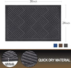 Mibao Front Door Mat, Dirt Trapper Welcome Mat for Outdoor Indoor, Non-Slip Waterproof Doormat, Durable Machine Washable Low Profile Entry Rug for Back Door Outside Patio Porch, 35.5" x 24", Gray