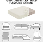 Water Resistant Sofa Seat Cushion Covers, RV Dinette Couch Cushion Slipcovers, Stretch Furniture Protector for Kids, Pet (Loveseat Cushion, Creamy White)