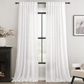 White Curtains 94 inches Long 2 Panels Back Tab Light Filtering Cotton Textured Curtain Modern Farmhouse Coastal Decor Off White Linen Drapes 94 inch Length for Patio Sliding Door Office Bedroom