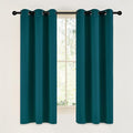 NICETOWN Teal Blackout Cafe Faux Silk Curtains for Small Windows, 42" Wide by 63" Long, 2 Panels, Grommet Thermal Insulated Blackout Satin Drapes for Bedroom