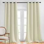 NICETOWN Bedroom Room Darkening Curtains - Triple Weave Grommet Top Thermal Insulated Solid Energy Saving Panels/Drapes for Villa/Hall, Beige, 1 Pair, 52 inches by 95 Inch