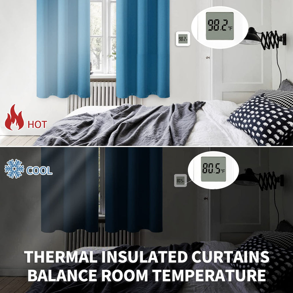 BGment Steel Blue Blackout Curtains for Living Room 84 Inch Long - 2 Panels