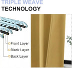 Simplebrand Ava Bright Gold Short Blackout Curtains for Bedroom 45 Inches Long 2 Panels Set, Solid Thermal Insulated, Energy Saving Window Treatment Curtains Blackout Drapes, W40 x L45 Inch