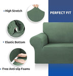 KEKUOU Stretch Oversized Sofa Slipcover 1 Piece Couch Sofa Cover (94"-110") Furniture Protector 4 Seater Sofa with Elastic Bottom for Kids,Pet.Jacquard Checked Pattern Fabric(X Large,Greyish Green)