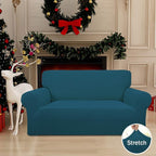 Easy-Going Stretch Loveseat Slipcover 1-Piece Sofa Cover Furniture Protector Couch Soft with Elastic Bottom for Kids Polyester Spandex Jacquard Fabric Small Checks (Loveseat, Peacock Blue)