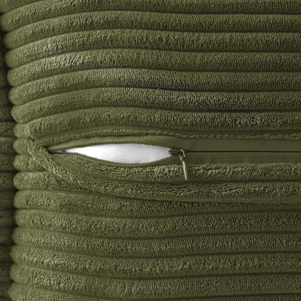 MIULEE Olive Green Corduroy Lumbar Pillow Covers 12x20 Inch 12x20 Inch with Splicing Set of 2 Soft Boho Pillow Covers Broadside Decorative Textured Summer Pillowcases for Couch Bed Livingroom