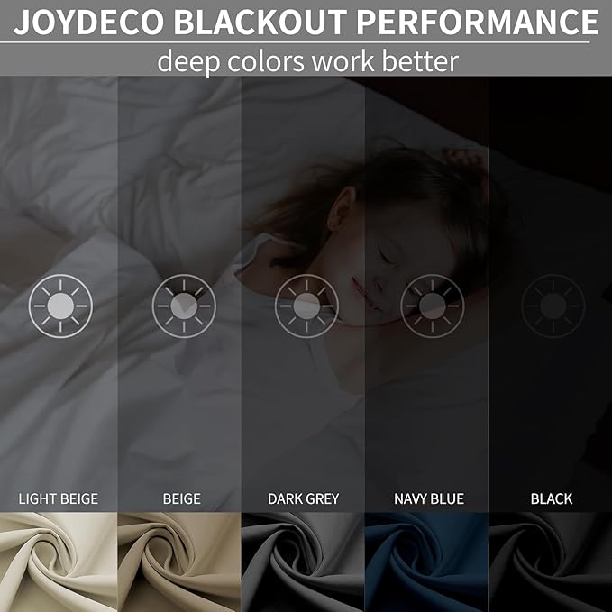 Joydeco Blackout Curtains 90 Inch Length 2 Panels Set, Thermal Insulated Long Curtains& Drapes 2 Burg, Room Darkening Grommet Drapes for Bedroom Living Room Window (Natural, W52 x L90 Inch)