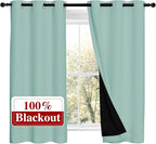 NICETOWN 100% Blackout Curtains 54 inches Long, Double-Deck Completely Blackout Window Treatment Thermal Insulated Lined Drapes for Small Window (Aqua Blue, 1 Pair, 42 inches Width Each Panel)