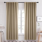 Deconovo Blackout Curtains, Thermal Insulated, W52 x L84 2 Panels, Back Tab, Machine Washable, Room-Darkening Drapes for Bedroom/Living Room Khaki