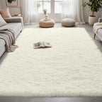 4x6 Area Rugs for Living Room Rug: Soft Fluffy Shag Cream White Rugs for Bedroom, Non-Slip Large Fuzzy Plush Rug Indoor Floor Carpet for Nursery Kids Boys Girl Room, Dorms, Playroom, Modern Home Decor